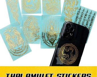Pegatinas de amuletos tailandeses: Talismán dorado para teléfono y portátil