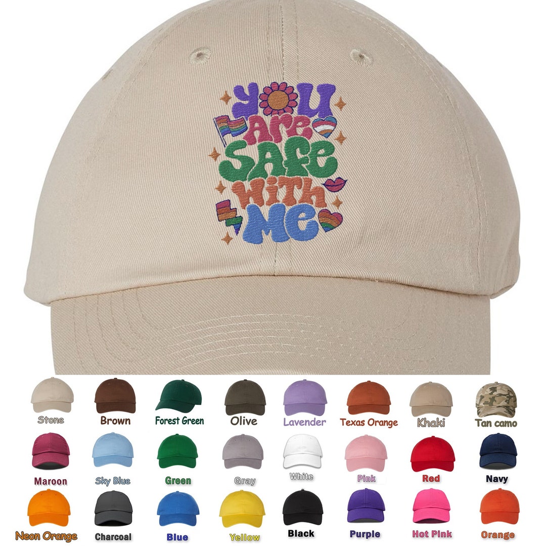 Embroidered You Are Safe With Me Comfort Colors Hat Pride Etsy