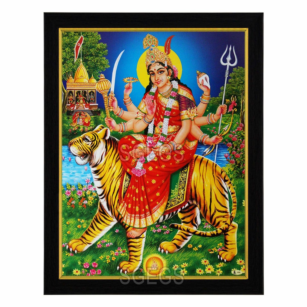 goddess-durga-photo-frame-ambe-mata-adi-shakti-bhagwati-etsy-uk