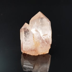 Hematoid Red Phantom Quartz twin with etchings. Item MW-2368.