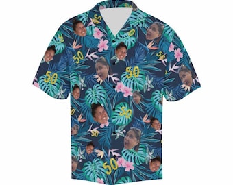 Personalized Photo Hawaiian Shirt, Custom Face Short Sleeve Shirts