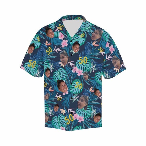 Personalized Photo Hawaiian Shirt, Custom Face Short Sleeve Shirts