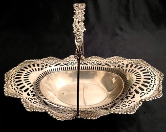 Deluxe Sterling Silver Antique Bridal/Wedding Basket- Mappin & Webb- 1910