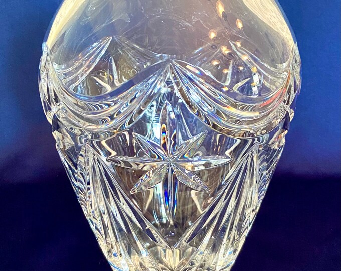 Vintage Large Cut Crystal Vase Royal Doulton Etsy