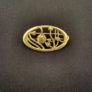 Abstract Sterling Silver Oval Brooch Pin- 1990s- Made in England
