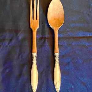 Sterling Silver-handled Salad Servers- Large Fork and Spoon