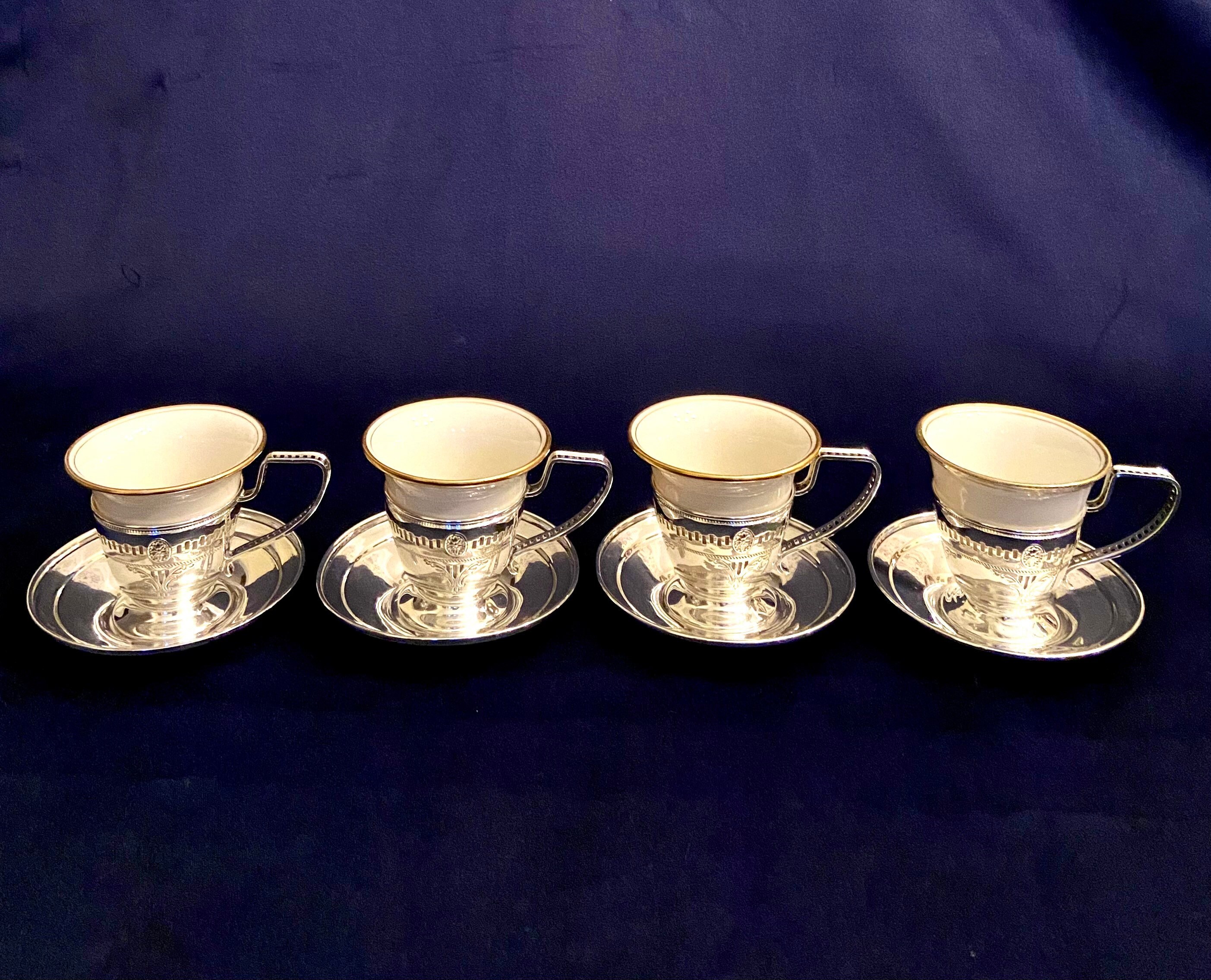 Deluxe Sterling Silver Demitasse Cups and Saucers With Etsy