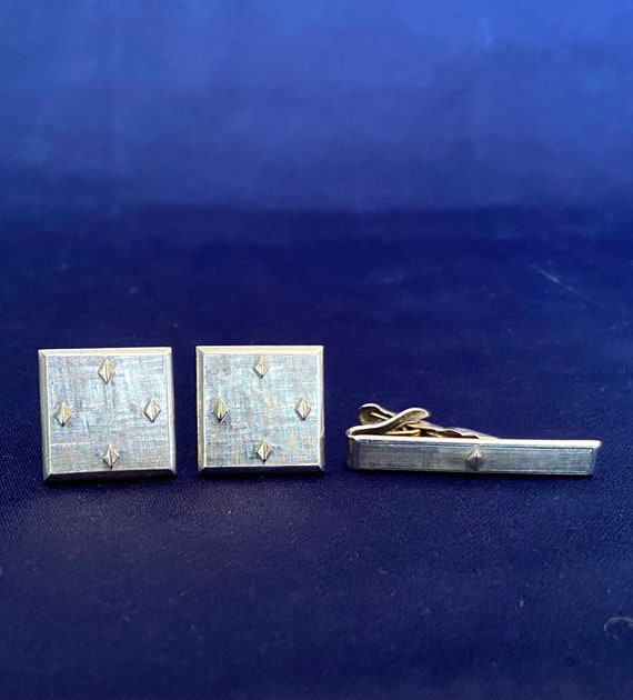 Sterling Silver (and Gold?) Cufflinks and Tie Cli… - image 1
