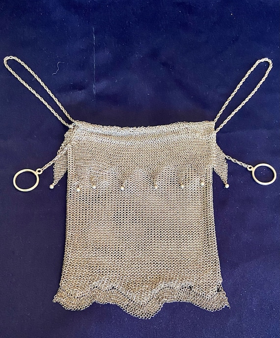Unique Sterling Silver Mesh “Drawstring” Handbag - image 1