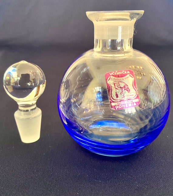 Bohemian Colored Blown Glass/Crystal Perfume Bott… - image 3