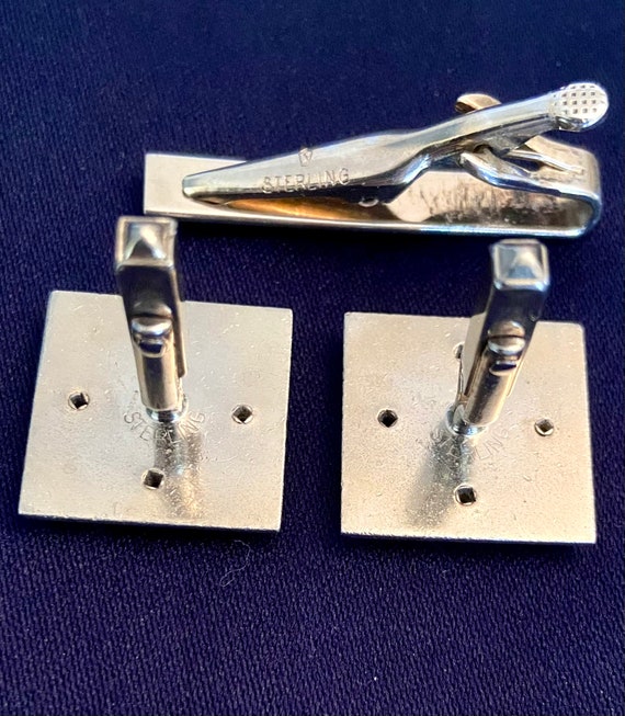 Sterling Silver (and Gold?) Cufflinks and Tie Cli… - image 4