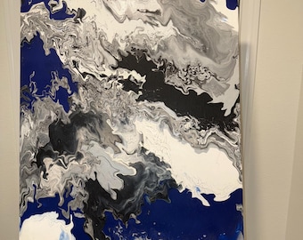 Pintura de arte fluido: acrílico abstracto vertido sobre lienzo (24 x 36)