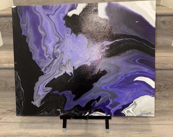 Pintura acrílica abstracta original, arte mural contemporáneo (16 x 20)