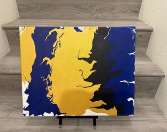 Pintura acrílica abstracta original, decoración de pared contemporánea, 16 x 20