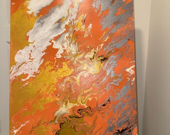 Arte fluido abstracto pintado a mano sobre lienzo - 24x36