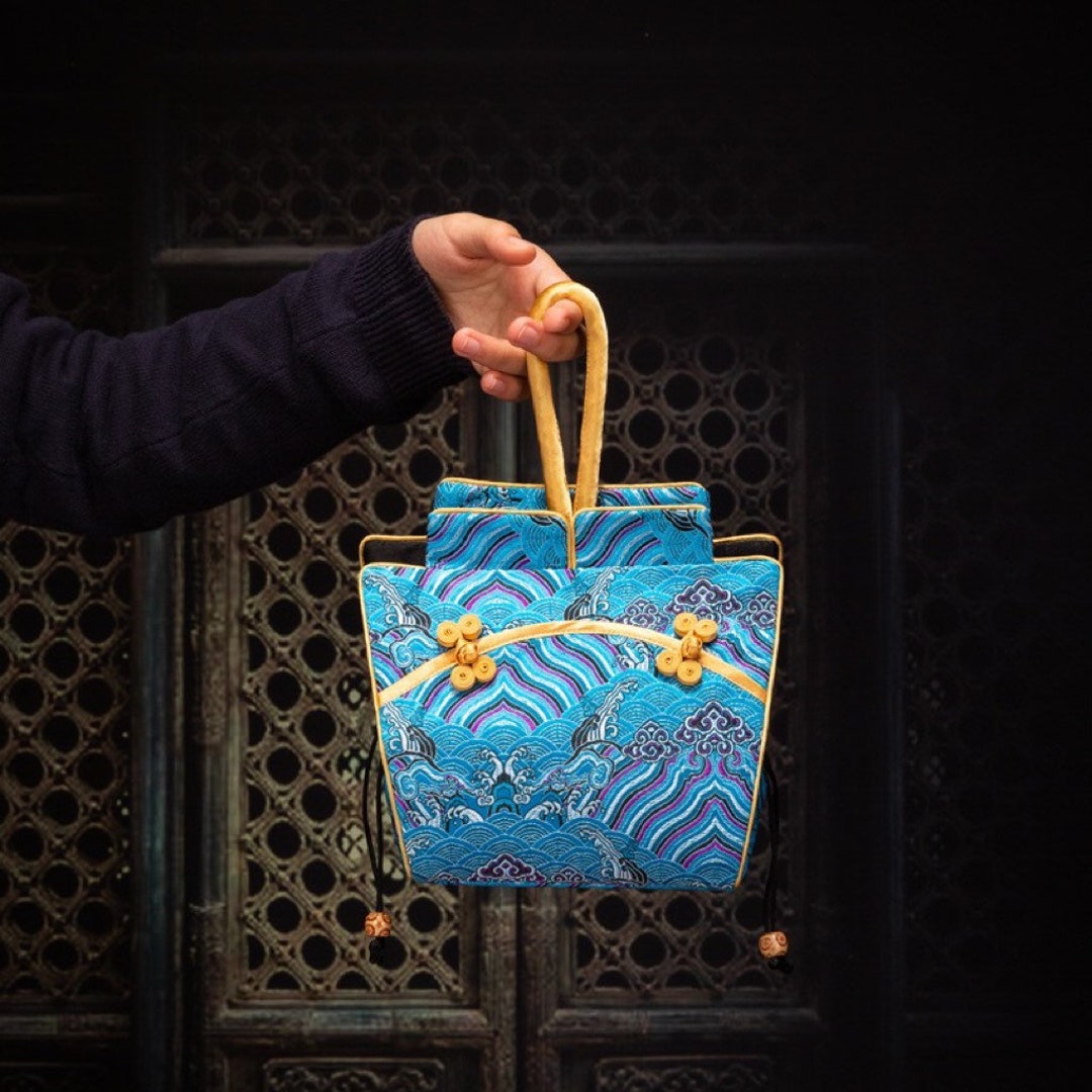 Handmade Embroidered Retro Women's Bag Silky Drawstring Etsy