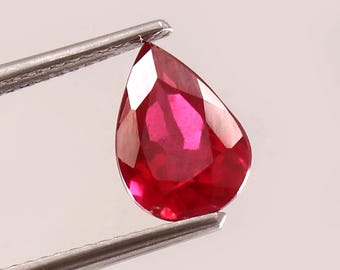 AAA Lab Grown Ruby: Loose Pear Cut Gemstone (12X16X6 mm)