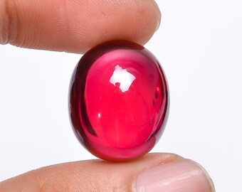 Pear Cabochon Lab-created Ruby: Loose Gemstone (26X16X9 Mm, 39.5