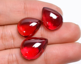 Pietra preziosa cabochon di rubino coltivata in laboratorio: forma a pera, 35 carati (10X14X7 mm, 15X20X9 mm)
