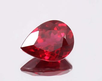 AAA Lab Grown Ruby: Loose Pear Cut Gemstone (13X18X7 mm)