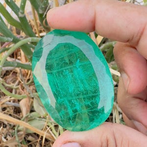 AAA Emerald Doublet Gemstone: Oval Cut Green Stone (40X55X15 mm)