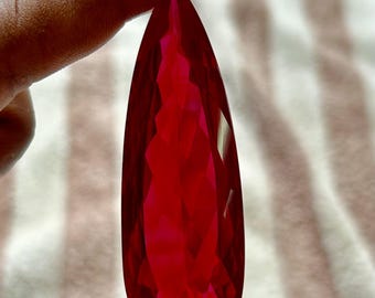 Pear Cut Lab Grown Ruby Gemstone: AAA Quality, 45 Carat (19X32X13 mm)