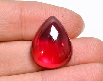Cabochon di rubino AAA coltivato in laboratorio: pietra preziosa a forma di pera, 19 carati (16X22X8 mm)