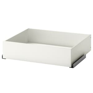 May include: White drawer box with metal side brackets. The drawer box is empty.