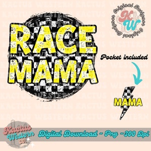 Race Mama Pocket Bundle PNG, Instant Download, digital download, Racer Girlfriend, Race Mom, Racing Sister, Checkered Flag, Summer, Yellow