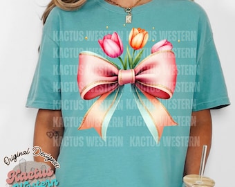 Spring Coquette Bow png, Spring Florals, spring top,floral shirt design,spring flowers png, spring shirt png, pastel flowers png,spring 2025