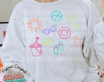 Neon Beach Doodles png Beach vacation, Summer Fun beach babe, beach vibes, vacation shirt, sunset shirt, summer vibes shirt, summer 2025 png