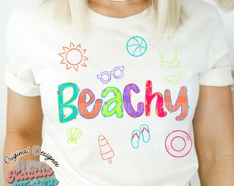 Beachy Doodles png Beach vacation, Summer Fun beach babe, beach vibes, vacation shirt, neon summer png, summer vibes shirt, summer 2025 png