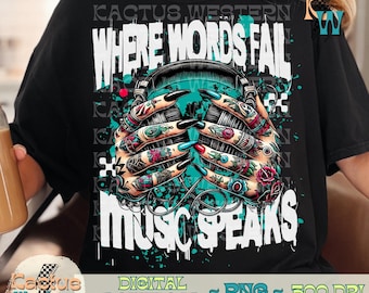 Music Speaks PNG, digital download, sarcasm, trendy design, edgy png, yallternative png, rock and roll music png, grunge png, emo music png