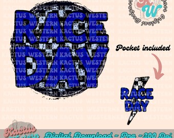 Race Day Pocket Bundle PNG, Instant Download, digital download, Racer Girlfriend, Race Mom, Racing Sister, Checkered Flag, Summer Fun,Blue
