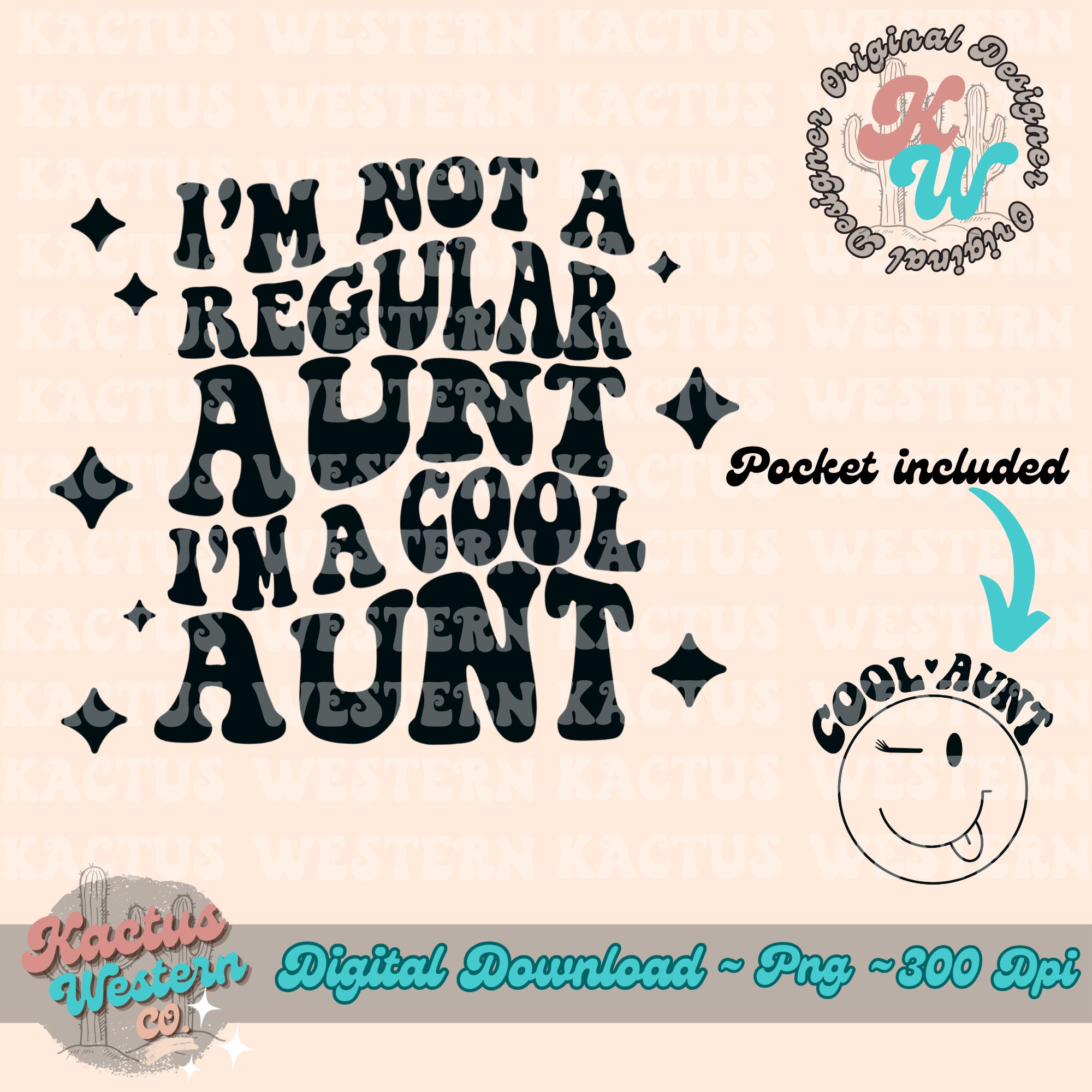 Cool Aunt PNG, Front and Back Design, Wavy Font, Trending Text, Viral ...