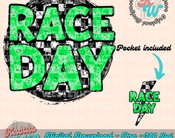 Race Day Pocket Bundle PNG, Instant Download, digital download, Racer Girlfriend, Race Mom, Racing Sister, Checkered Flag, Summer Fun, Green