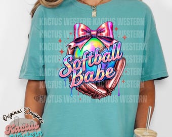 Softball Babe PNG, holografischer Spieltag, adretter Softball, Softball Mutter, Spieltag Shirt für sie, Softball Sublimation, trendiger Softball