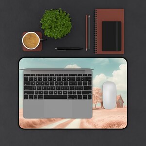 Serene Landscape Desk Mat, Nature Scene Mouse Pad, Aesthetic Office Decor, Calm Workspace Mat, Gift for Students & Nature Lovers