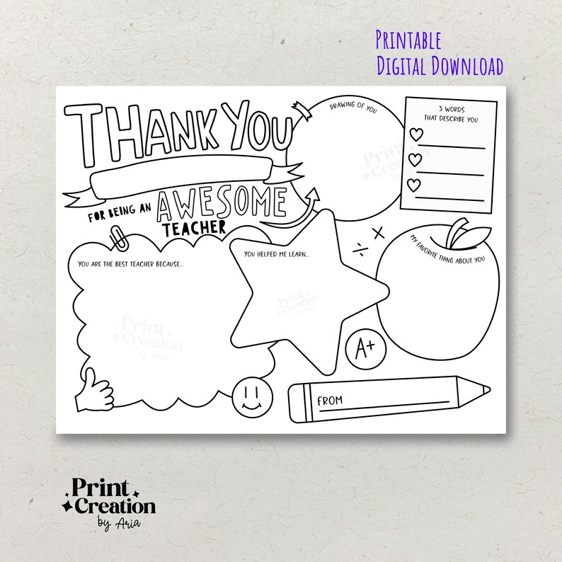 Teacher Appreciation Printable Thank You Teacher Gifts Coloring Pages ...