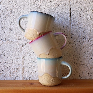 Juego de tazas de estilo japonés con asa: tazas de cerámica hechas a mano UMI