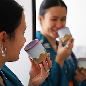 Handgefertigte japanische Keramik Cortado Cup - Rustikale Keramiktasse UMI-RED