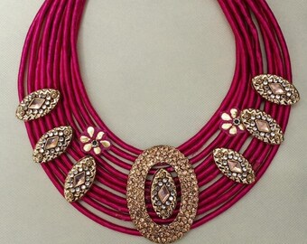 Braided Jute Necklace with Gold Accents