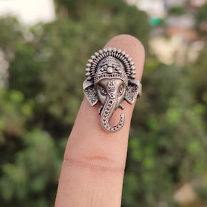 Oxidized Ring | Adjustable Ring | Gift For Her | Jewelry | Silver Coated | Lord Ganesha | Valentine&#39;s Gift | Oxidised | Oxidised Jewellery