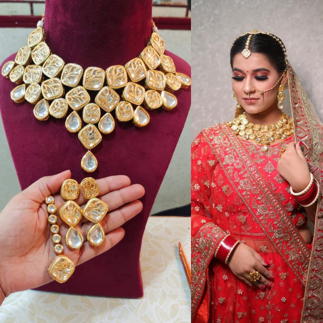 Kundan Meena Jadau Rajasthani Necklace Indian Traditional Jadau Set