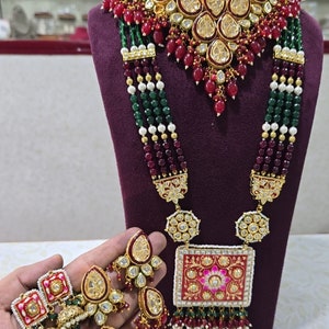 Kundan Jewellery Set | Kundan Earring | Bridal Jewelry | Bridal Traditional Pearl Necklace | Jadau Necklace | Meenakari bollywood Indian Set