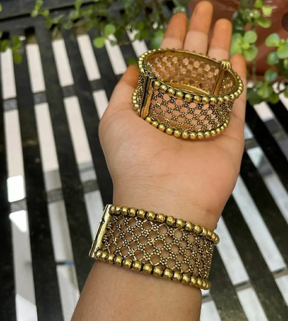 Kundan Bangles Bracelet, Indian Adjustable Tennis Bracelet for Women,  Rajasthani Meenakari Polki Hand Cuff Simple Wedding Jewelry for Girls - Etsy