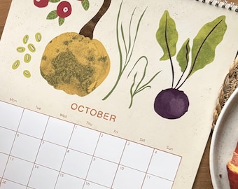 2026 Illustrated Wall Calendar: Fruits, Vegetables and Herbs, Large or Small Monthly Planner