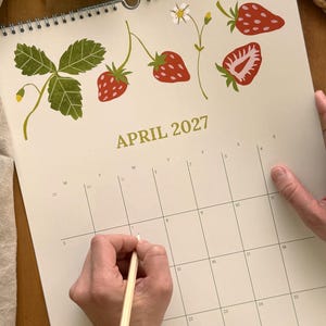 Calendario de pared 2026-2027, julio-junio, frutas y flores, plantas de temporada, regalo para mamá.