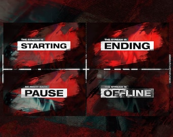 Animated Glitch Brush Stream Screens: Twitch, YouTube, Facebook (WebM, PNG) (RAR)