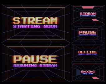 Overlays Stream Animated Neon RGB style twitch Pack